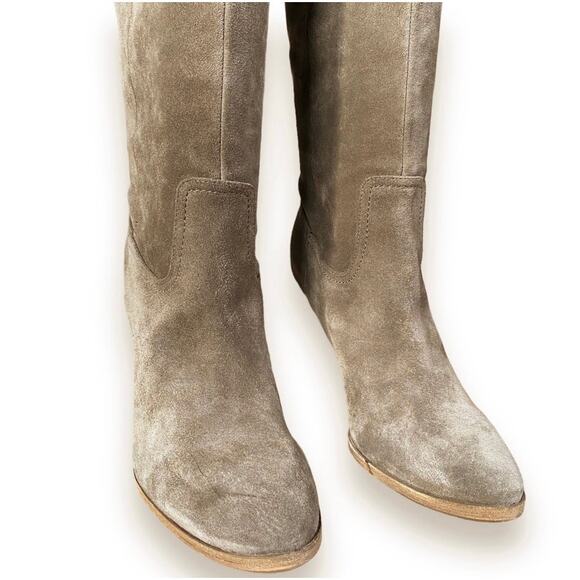 Belle Sigerson Morrison Knee High Cuffed Boots Sz 8 Brown Suede Block Heel - Picture 7 of 11